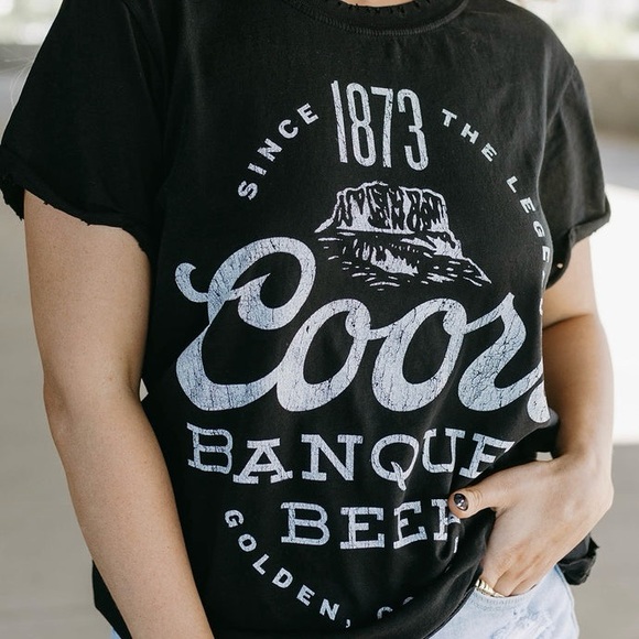 Recycled Karma Black/Grey Coors Banquet Beer distressed shirt - Picture 2 of 8